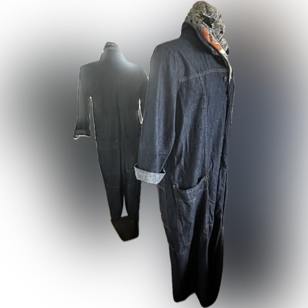 FP We the Free Dark Blue Denim Margarita Jumpsuit sz M - Picture 2 of 7